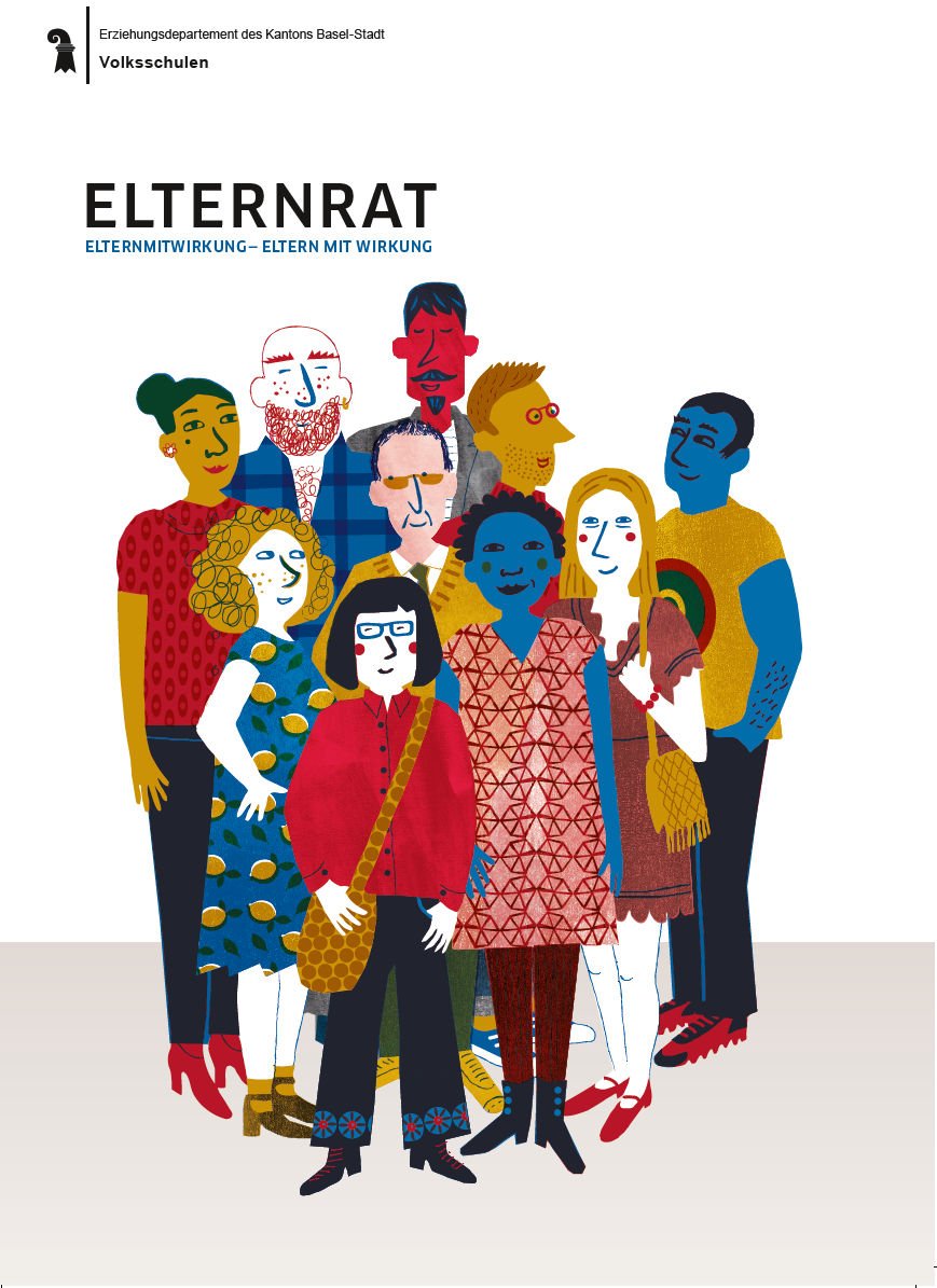 Flyer Elternrat. Erziehungsdepartement des Kanton Basel-Stadt. Volksschulen.
