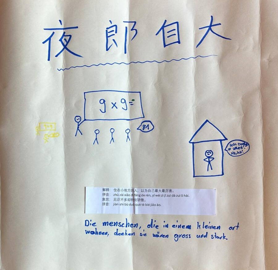 Verschiedene ähnliche Redensarten in Chinesisch und Deutsch. Aufnahme Yuan Tian 