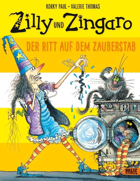 «Zilly und Zingaro. Der Ritt auf dem Zauberstab», ein Bilderbuch von Paul Korky und Valerie Thomas, © 2016 Beltz Verlag.