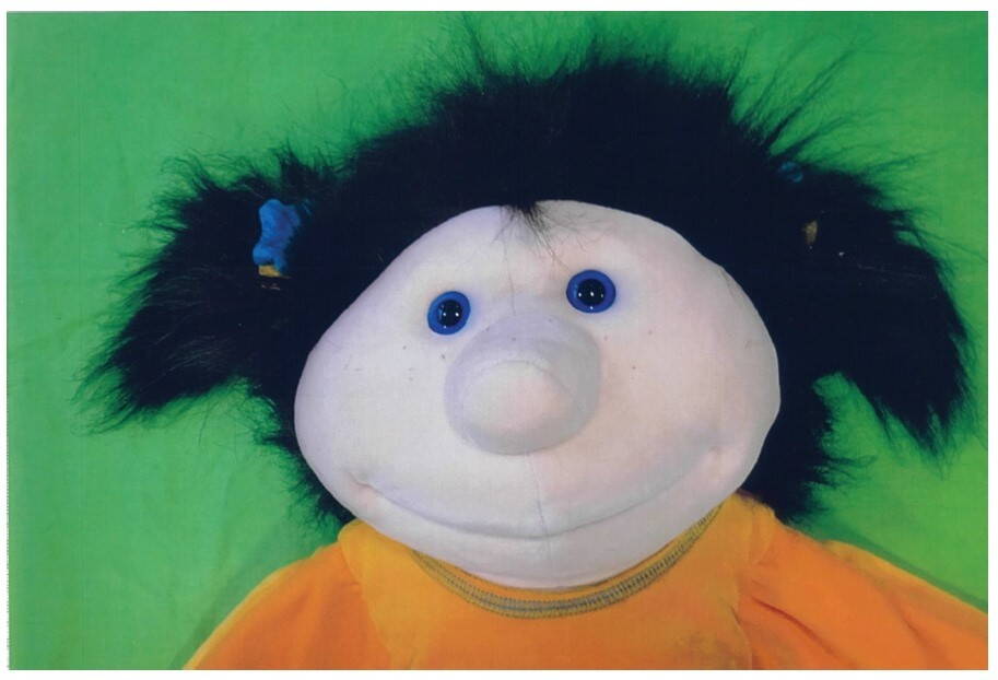 Kopf der Handpuppe und dazugehörende Melodie sowie Sätze. Aufnahme Melinda Kodric